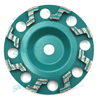 150 mm de 6 pulgadas de forma z Segmentos Diamante Bloque abrasivo de diamantes Volar de copa de molienda de diamantes para concreto