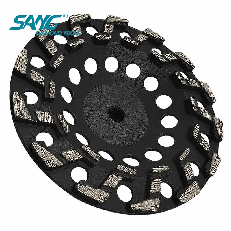 Rueda de copa de diamante segmentada de 7 pulgadas S segmentada para molienda de concreto agresivo