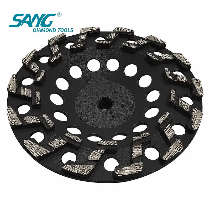 Rueda de copa de diamante segmentada de 7 pulgadas S segmentada para molienda de concreto agresivo